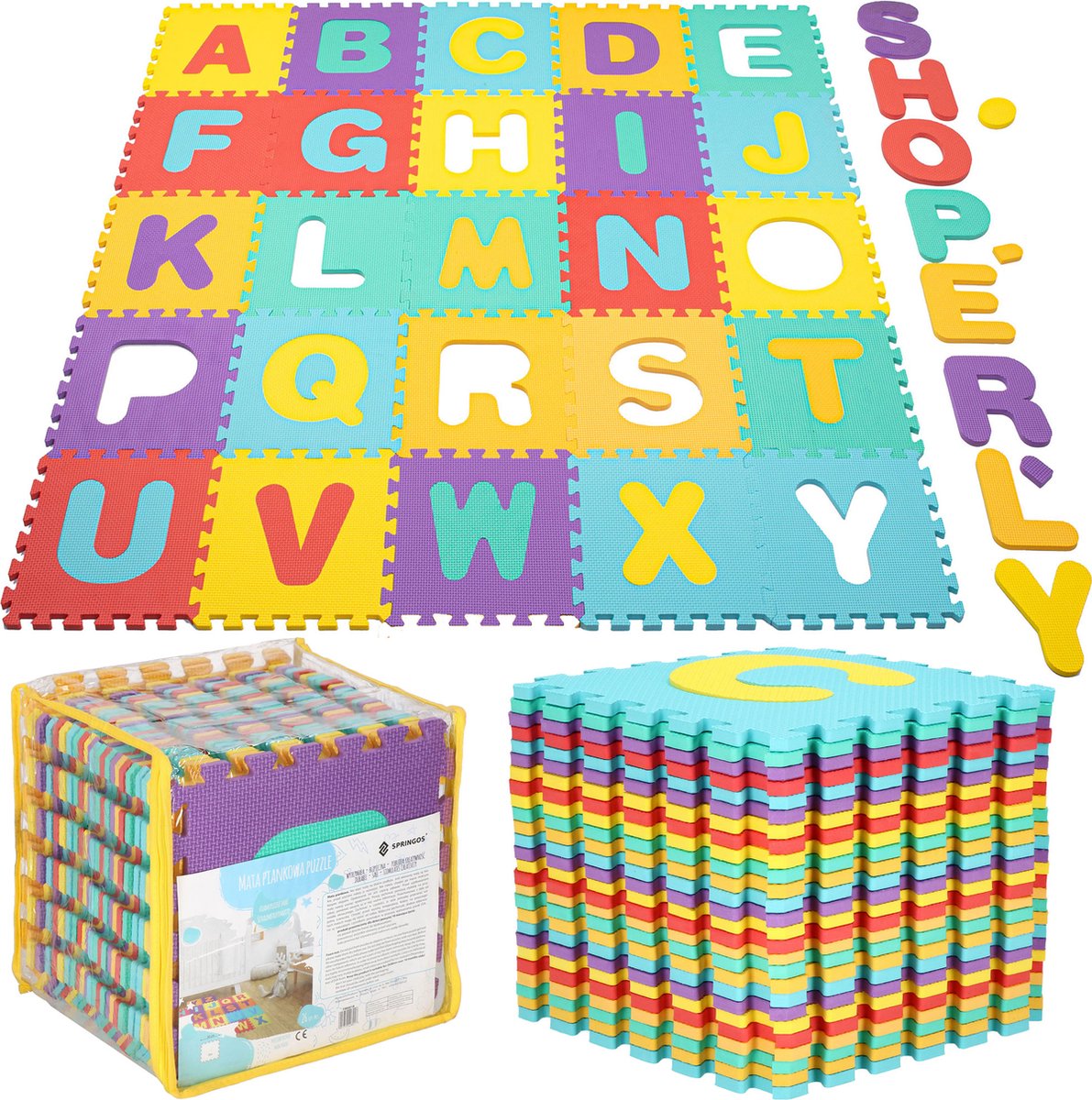 Springos Speelmat | Speelmat Foam | Puzzelmat | 26 Stukken | Letters | 170 X 150 CM